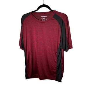 Real Essentials Mens Size XL Colorblock Athletic T-Shirt Heathered Red Black